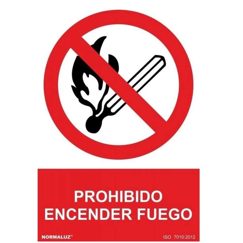 Señal RD40001 "Prohibido Encender Fuego" 210x300 NORMALUZ