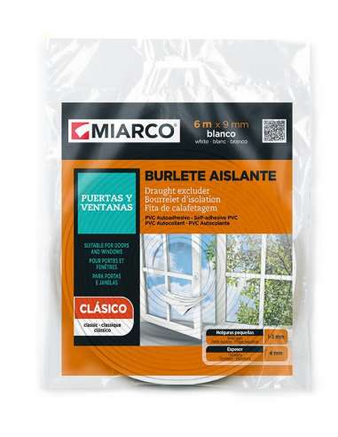 Burlete PVC Blanco 9mmx6m MIARCO