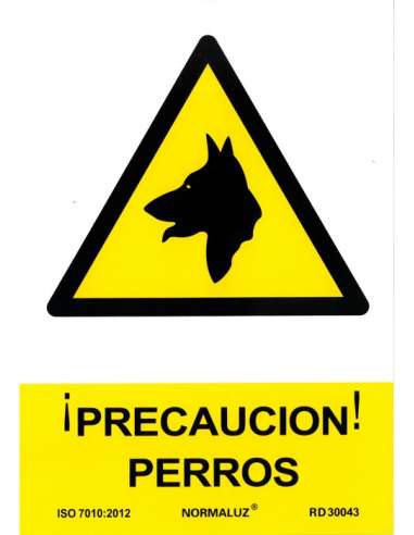 Señal RD30043 "Precaución Perros" 210x300mm NORMALUZ