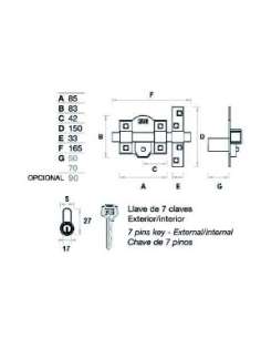 Cerrojo 307/L 80 Izquierda FAC 2
