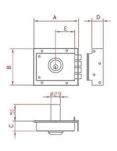 Cerradura Seguridad 230 Izquierda Pintada JIS 2