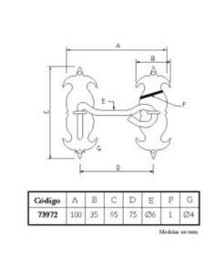 Aldabilla 100mm Forja Placa 73972 IMEX EL ZORRO 2