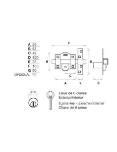Cerrojo Seguridad 301 LP Puntos Niquel FAC 2