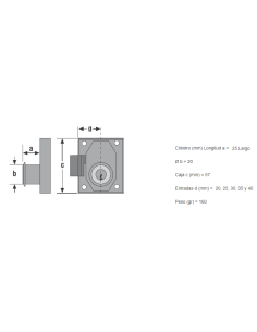 Cerradura Sobreponer 23R 30 Niq. Mate Bomb. Largo URKO 2
