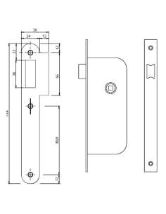 Cerradura Embutir Madera 2035 6R C/Redondo H. Latonado TESA 2