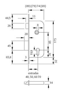 Cerradura Embutir Madera 20306R H. Latonado C/Redondo TESA 2