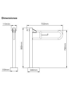 Barra Apoyo Abatible Vertical Negra BGC2710B MEDICLINICS 2
