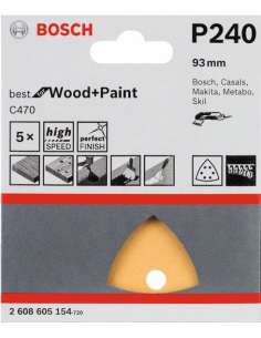 Lija Velcro Delta 93mm 5 Unid. Grano 240 2608605154 BOSCH 2