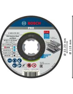 Set 10 Discos Amoladora 115x1mm Inox X-LOCK BOSCH