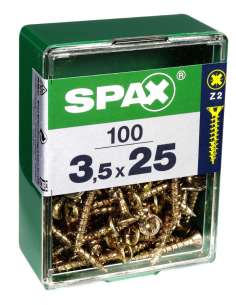 Tornillos R/Madera 3´5x25 C/P Bicromatado (100 Und.) SPAX