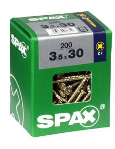 Tornillos R/Madera 3´5x30 C/P Bicromatado (200 Und.) SPAX