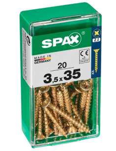 Tornillos R/Madera 3´5x35 C/P Bicromatado (20 Und.) SPAX