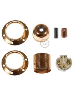 Kit Portalámparas Metálico E27 2 Arandelas Cobre